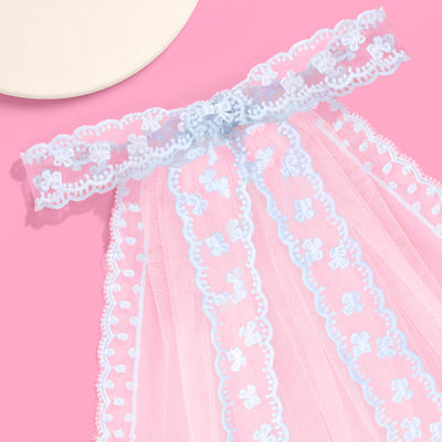 Something Bow Veil - blue lace trim veil
