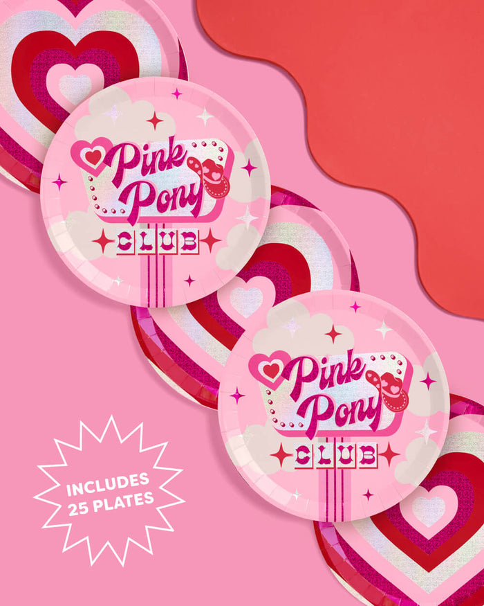 Pink Pony Club Plates - 24 paper plates