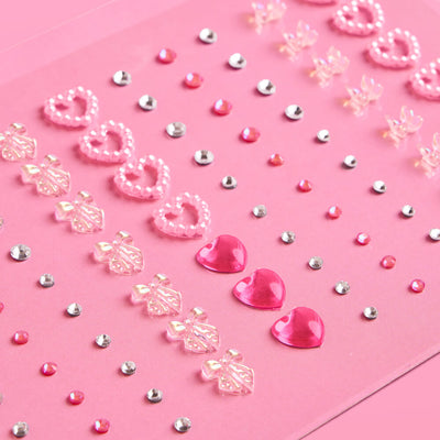 Bow + Heart Gem Set - 89 adhesive face gems