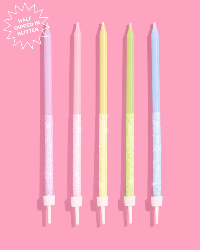 Pastel Glitter Candles - 10 glitter candles