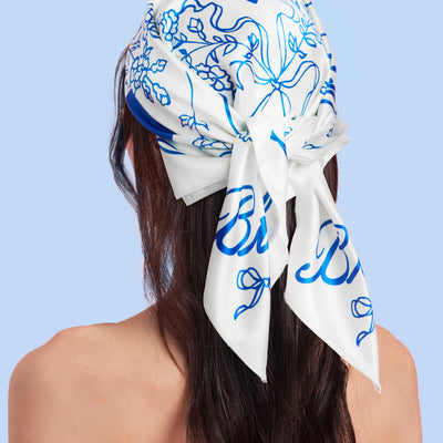 Something Blue Headscarf - white silk bride head scarf