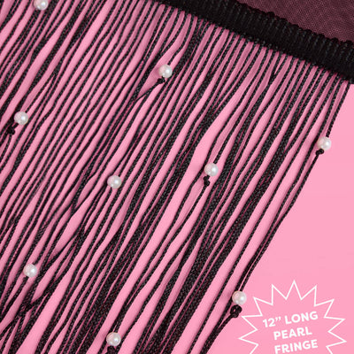 Black Fringe Gloves - black fringe + pearl gloves