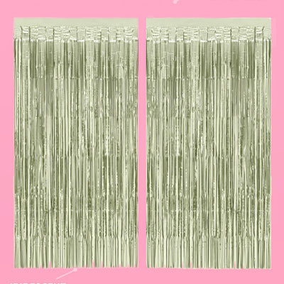 Martini Green Curtain - sage green foil curtain