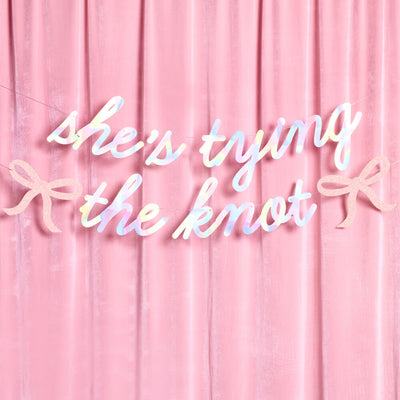 She's Tying the Knot Banner - iridescent foil banner