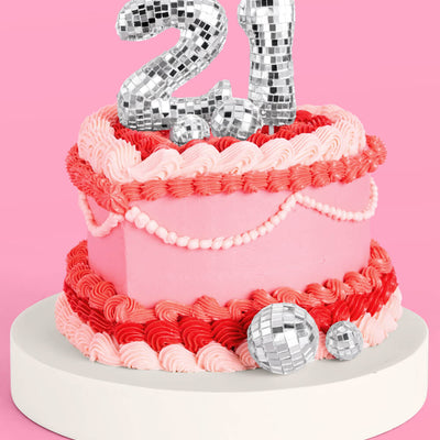 21 Disco Topper - 6 pc mirrored cake toppers