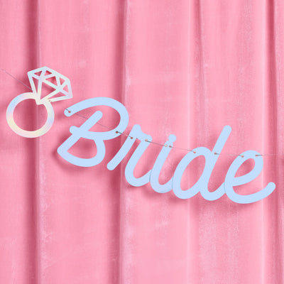 Blue Bride To Be Banner - matte blue + iridescent foil