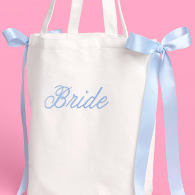 Tying the Knot Tote - embroidered canvas tote w. bows
