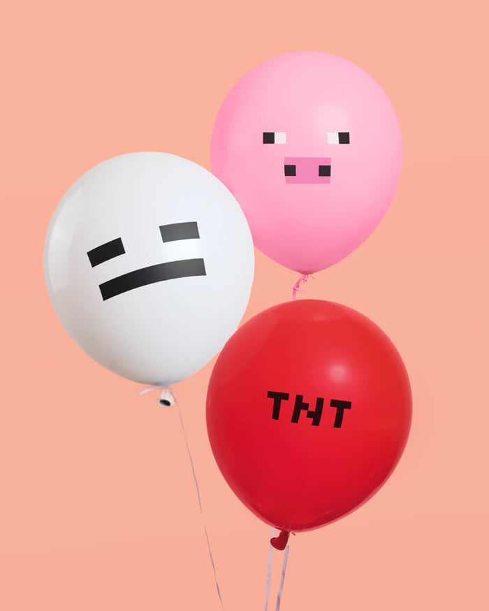 Pixel Mining Game Balloon Pack - 25 latex balloons