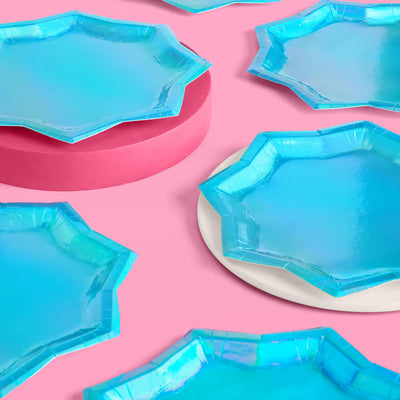 Blue Shimmer Plates - 25 paper plates