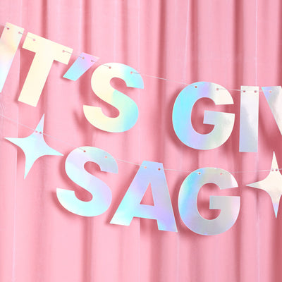 It's Giving Sag Banner - iridescent foil banner