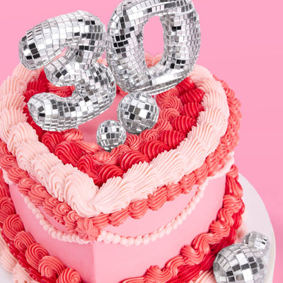 30 Disco Topper - 6 pc mirrored cake toppers