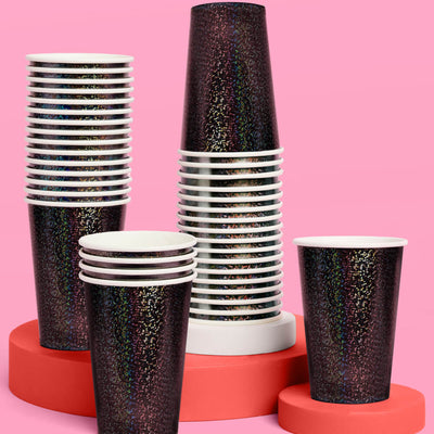Black Shimmer Cups - 50 paper cups