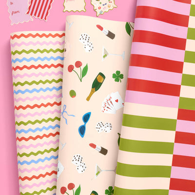 Cute Girl Wrapping Paper - 12 sheets + 16 tags