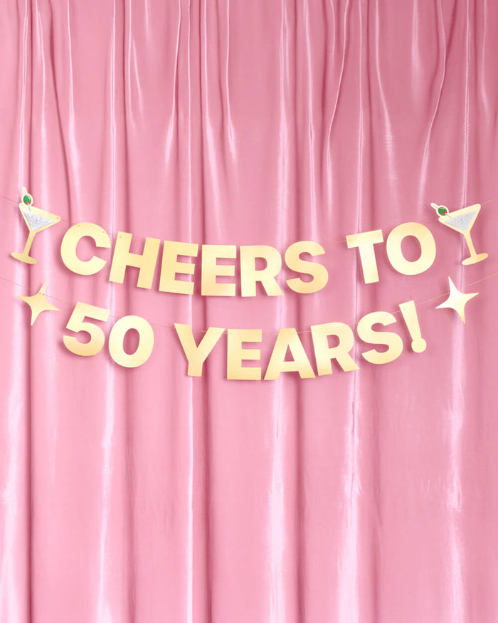 Cheers to 50 Years Banner - 3D paper banner