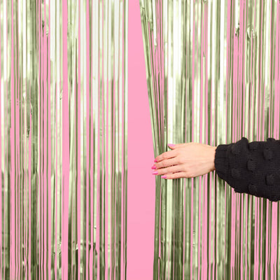 Martini Green Curtain - sage green foil curtain