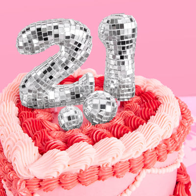 21 Disco Topper - 6 pc mirrored cake toppers