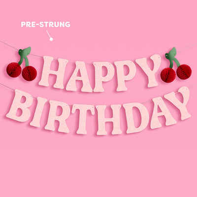 Cherry Bday Banner - 3D glitter banner