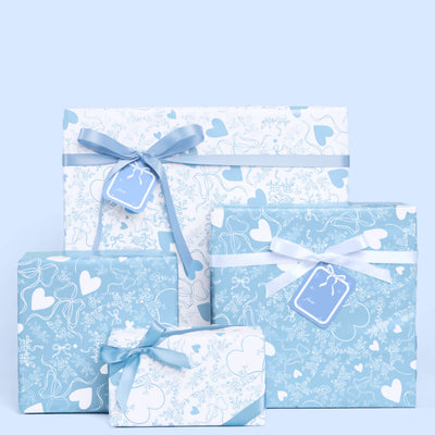 Something Blue Wrapping Paper Set - 12 sheets + 16 tags