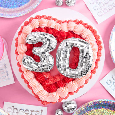 30 Disco Topper - 6 pc mirrored cake toppers