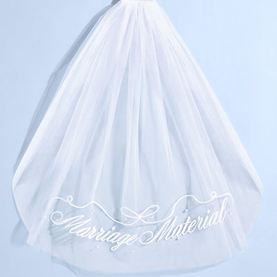 Marriage Material Veil - embroidered veil w/ pearls