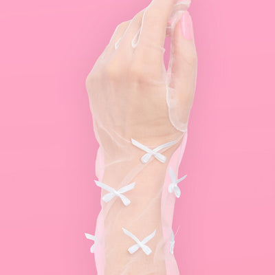 Tying the Knot Duo - mini bows veil + gloves