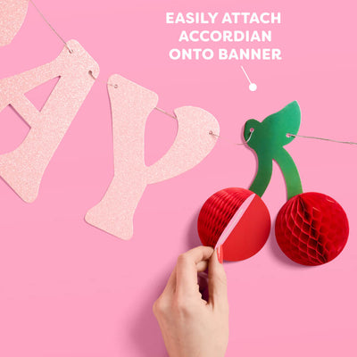 Cherry Bday Banner - 3D glitter banner