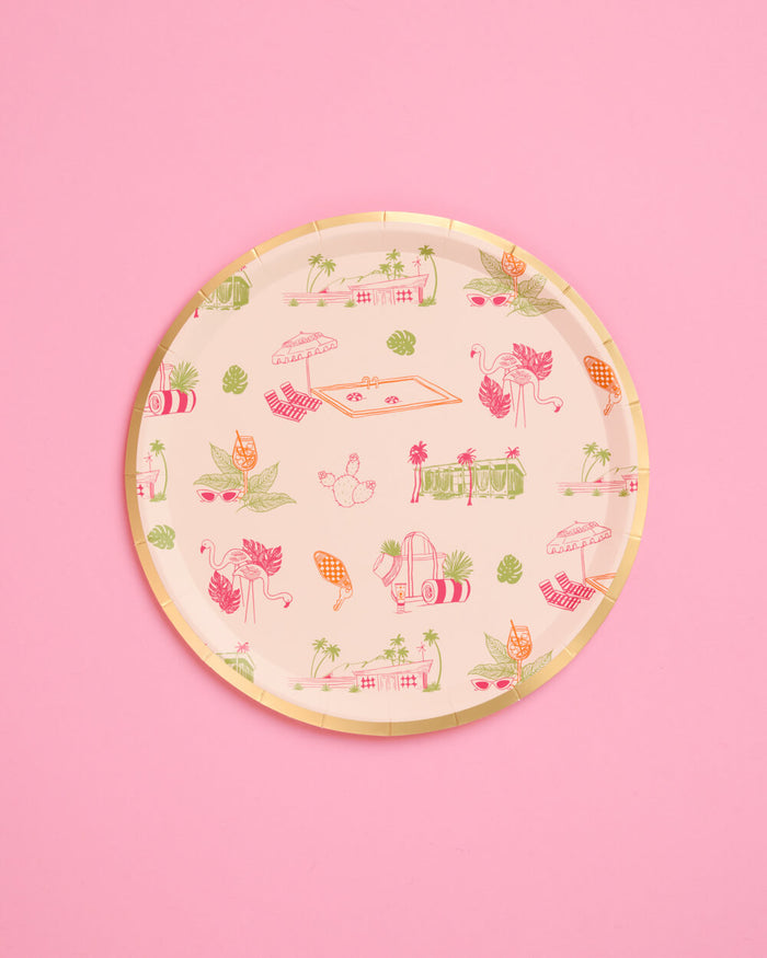 Palm Royale Plates - 32 paper plates, 2 sizes