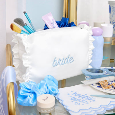 The Bride Beauty Bag - embroidered satin bag