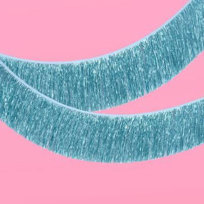 Aquamarine Fringe - blue foil banner