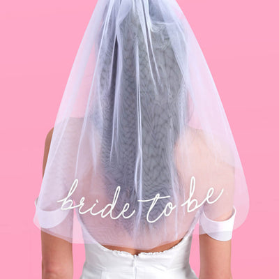 Bride To Be Veil - white embroidered veil