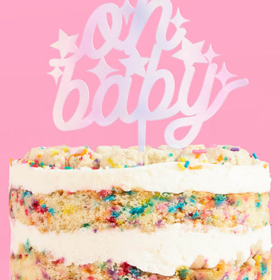 Oh Baby Topper - iridescent cake topper