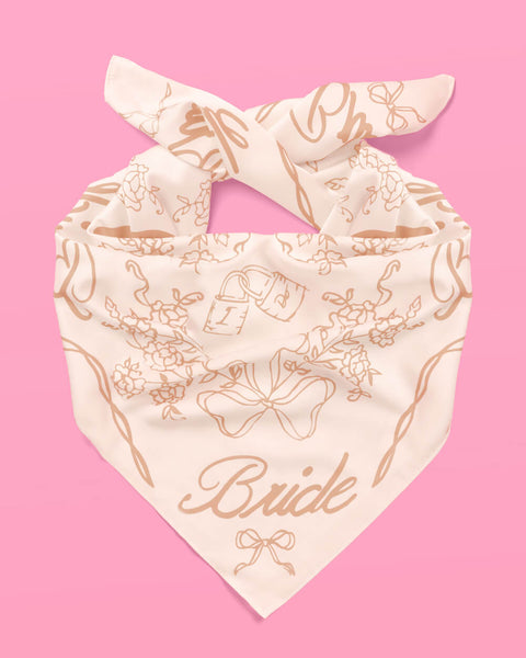 Bride Head Scarf, 27x27 in Silk Bandana, Bachelorette Party Accessory xo, Fetti Bride Head Scarf, 27x27 in | Bachelorette Bandana  main image 2