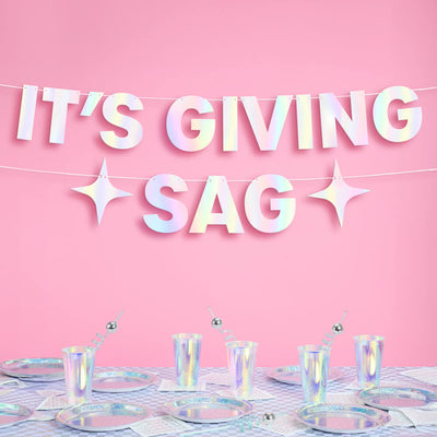 It's Giving Sag Banner - iridescent foil banner