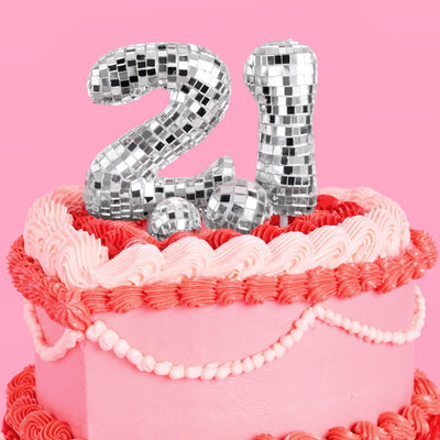 21 Disco Topper - 6 pc mirrored cake toppers