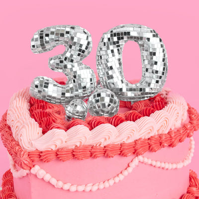 30 Disco Topper - 6 pc mirrored cake toppers