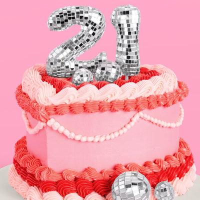 21 Disco Topper - 6 pc mirrored cake toppers