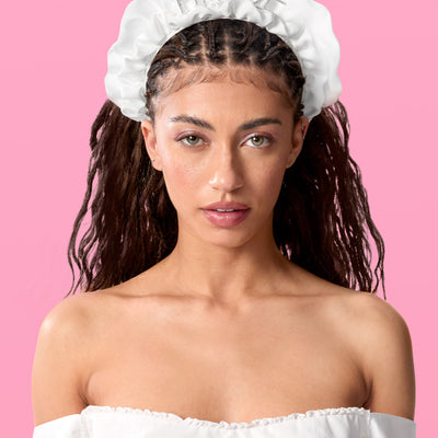 Ruffles Headband - white satin headband
