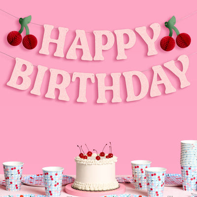 Cherry Bday Banner - 3D glitter banner