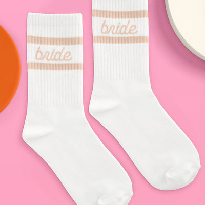 Beige Bride Socks - white tube socks