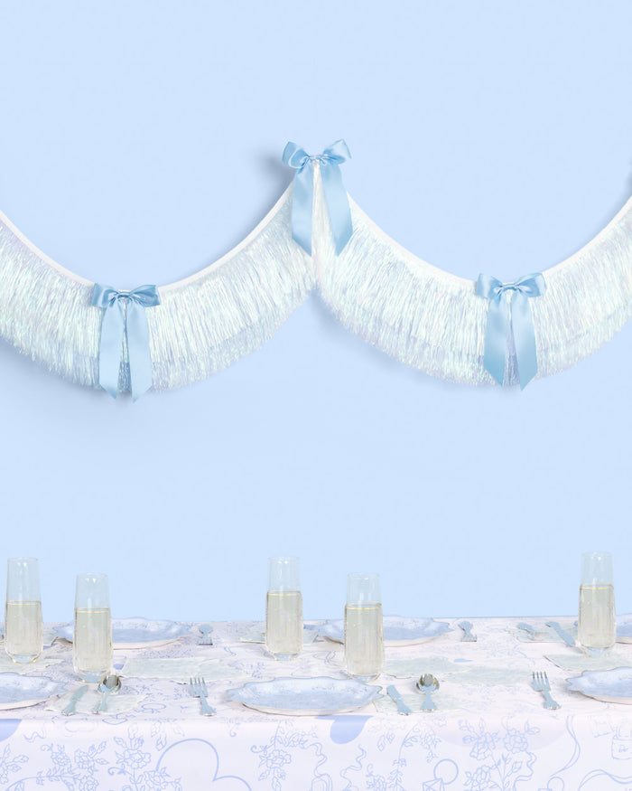 Something Blue Fringe - layered fringe + satin bows
