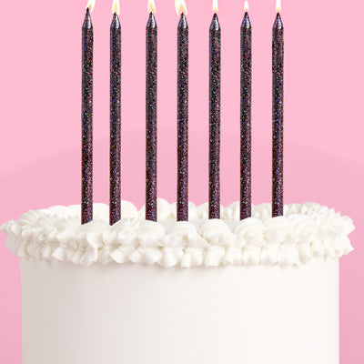 Midnight Sparkle Candles - 10 black glitter candles