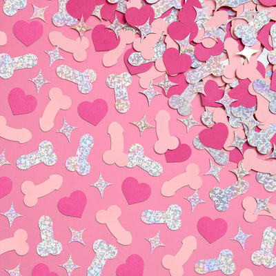 Penis Confetti - 200 pc pink + holographic confetti
