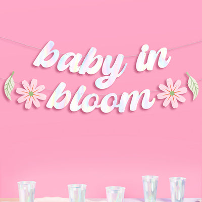 Baby in Bloom Banner - iridescent foil banner