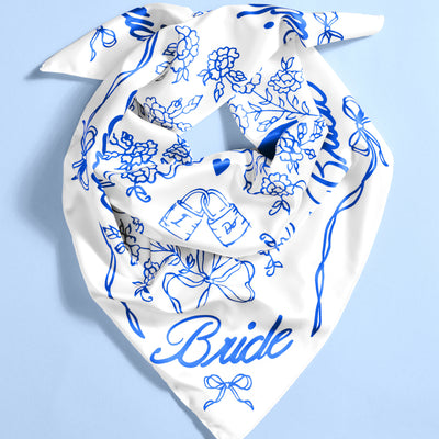 Something Blue Headscarf - white silk bride head scarf