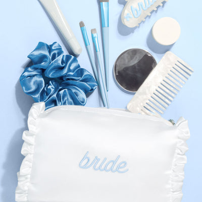 The Bride Beauty Bag - embroidered satin bag