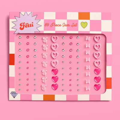 Bow + Heart Gem Set - 89 adhesive face gems
