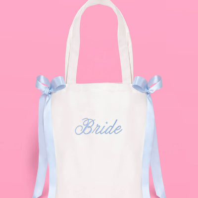 Tying the Knot Tote - embroidered canvas tote w. bows