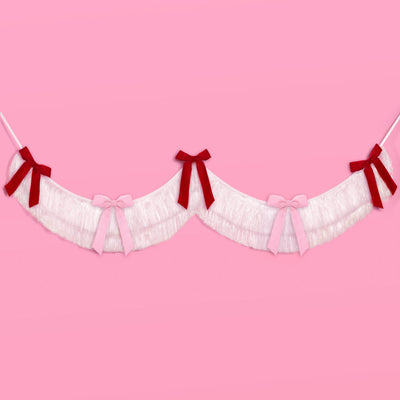 Bow Bliss Banner - layered fringe + velvet bows