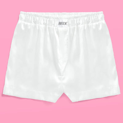 Bride Boxers - white satin shorts