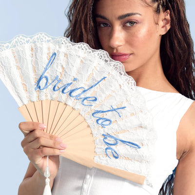 Bride to Be Fan - lace embroidered folding fan
